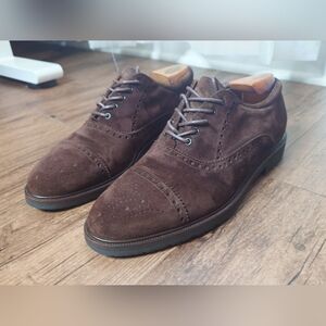 Bruno Magli Suede Brogue  Oxford Dress Shoes Brown Size 9.5 M